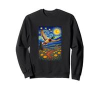 Flying Immigrant Mallard Duck in The Starry Night Painting Sweatshirt