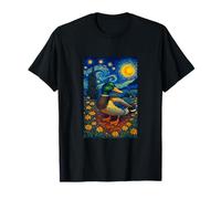 Flying Immigrant Mallard Duck in The Starry Night Painting T-Shirt