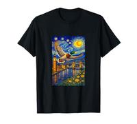 Flying Immigrant Mallard Duck in The Starry Night Painting T-Shirt
