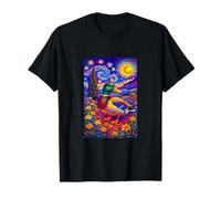 Flying Immigrant Mallard Duck in The Starry Night Painting T-Shirt