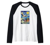 Flying Japanese Red Crowned Crane in The Starry Night Paint Manche Raglan