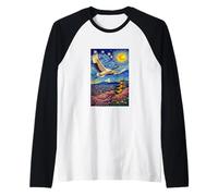 Flying Japanese Red Crowned Crane in The Starry Night Paint Manche Raglan