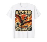 Flying Kaiju Ptérosaure au-Dessus d'une Vague gigantesque Japonaise rétro T-Shirt