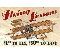 Flying Lessons Plaque en métal vintage Aviation Aviation Humour Acier Plaque métallique 20,3 x 30,5 cm