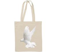 Flying Peace Dove Sac fourre-tout en coton naturel Motif colombe Blanc