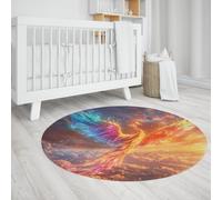 Flying Phoenix Print Rond Tapis 130cm Fairyland Sea of Clouds Lavable Antidérapant Doux Low-APL Jeté Cercle Tapis pour Salon Bureau