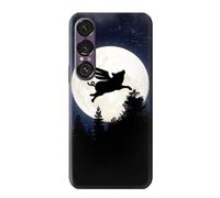 Flying Pig Full Moon Night Etui Coque Housse pour Sony Xperia 1 VII