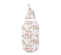 Flying Piggy Couverture d'emmaillotage licorne avec chapeau en coton pour garçons et filles