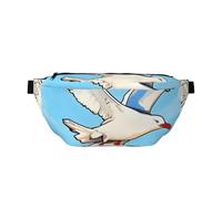 Flying Seagulls Sac banane à bandoulière Grande capacité, imperméable et résistant à la poussière, fermeture éclair sécurisée, convient pour les voyages et les activités de plein air, noir, taille