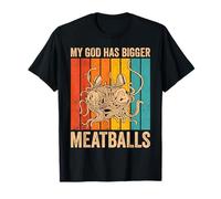 Flying Spaghetti Monster Retro My God Has Bigger Meatballs T-Shirt