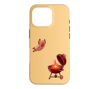 Flying Steak Dive BBQ Grilling Food Humour Coque pour iPhone 16 Pro