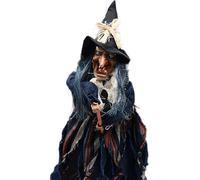 Flying Witch, 30x10 Pouces électrique Suspendue décor Effrayant avec lumière et Son, décorations d'halloween détaillées terrifiantes pour extérieur intérieur, vol Bleu