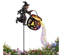 Flying Witch Cauldron Stake Light - LED Hollow Lighted Stake Decor