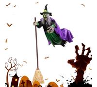 Flying Witch - Décorations de sorcières d'halloween | Suspendu Spookys Volant | Decoration Festive Lighted Accesstes | Parler de sorcières animées animées Les Yeux Sono