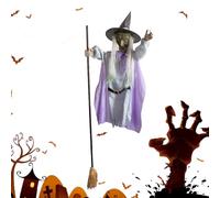 Flying Witch - Décorations de sorcières d'halloween | Suspendu Spookys Volant | Decoration Festive Lighted Accesstes | Parler de sorcières animées animées Les Yeux Sono
