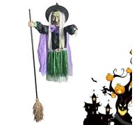 Flying Witch on Broom Halloween Decor, Halloween Decorations Outdoor, Courtyard Decoration Flying Witch, Animated Witring Witch Prop, Créer Une Atmosphère Effrayante pour Halloween B