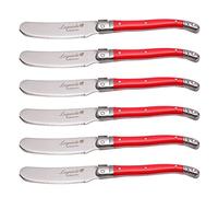 FlyingColors Laguiole Ensemble de Couteaux à Tartiner pour Beurre, Acier Inoxydable, Manche Rouge, 6 Pièces