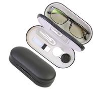 FlyingMage Étui 2 en 1 pour lentilles de contact et lunettes pour femmes, hommes et enfants, coque rigide double face, support de voyage avec miroir intégré, kit de rangement pour lentilles de contact