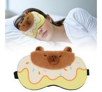 Flyingmage Masque de sommeil mignon pour enfants, masque de sommeil kawaii pour femmes, garçons, filles, adolescents, en peluche douce, réglable, couverture de sieste de voyage, jaune Capybara