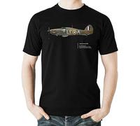 Flyingraphics Aviation Themed Hawker Hurricane Mk1 242 SQN Tee Unisex 100% Cotton Short-Sleeve T-Shirts Black XL
