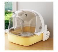 FLYIODFCXV Bac à litière pour Chat, Bac à litière for Chat, Grand bac for avec Porte Avant et Pelle, Semi-fermé(Yellow One Size,Yellow)