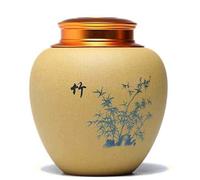 FLYIODFCXV Urne pour Animal de Compagnie, Beaux Motifs de Fleurs et d'oiseaux - Urne funéraire décorative, urne commémorative(Bamboo)