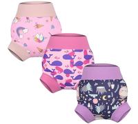 FLYISH DIRECT Couche de Bain Réutilisable, Imperméable Couches de bain Lavables pour bébés et enfants, 3 Paquets Anti-fuite Couche Piscine Lavable pour Garçons et Filles, 1-2 ans, Violet