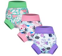 FLYISH DIRECT Couches de Bain Lavable et Réutilisables, lot de 3 Couches de Bain enfants, Couche Piscine Bébés Lavable, Trio tropical, 4-5 Ans
