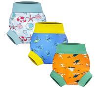 FLYISH DIRECT Couches de Bain Lavable et Réutilisables, lot de 3 Couches de Bain enfants, Couche Piscine Bébés Lavable, Aventure océanique, 2-3 Ans