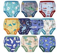 FLYISH DIRECT Culotte Apprentissage pour Garçons et Filles 100% Coton, 10 Paquets Culotte enfant Apprentissage, Absorbantes et Réutilisables, Bleu Vert, 8 ans
