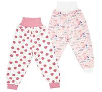 FLYISH DIRECT Culotte Apprentissage Propreté Filles, Imperméable Pantalon d'apprentissage Taille Haute, Jupe Apprentissage Propreté Enfant, 2 Pièces Jupes de couches Lavable, 7-9 ans, Fraises, XL