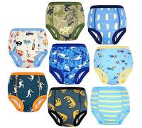 FLYISH DIRECT Culotte Apprentissage Propreté Garcon en Coton Biologique, Culotte d'apprentissage Enfant Lavable, Slip d’apprentissage Absorbante, 8 paquets, Carnaval animalier, 5 ans
