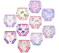 FLYISH DIRECT Culottes Apprentissage Coton, Slip Apprentissage Fille | Protection Contre les Petits Accidents, Lot de 10, Réutilisables et Lavables, Mélange Dinos et Véhicules, 9 ans