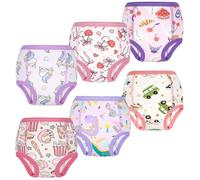 FLYISH DIRECT Culottes d Apprentissage Fille, Culotte Absorbants Enfant | Apprentissage de la Propreté en Journée, Lavables, Coton, Lot de 6, Moments gourmands, 4 ans