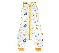 FLYISH DIRECT Gigoteuse ete, Gigoteuse a Pied, Gigoteuse tog 0 5 100% Coton, Turbulette ete, Gigoteuse sans Manches, Gigoteuses avec Jambes, Gigoteuse été 3-5 Ans, Jaune, L