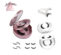 FlyLash Magnetic Lashes, Reusable Magnetic Eyelashes with Applicator, Pestañas Magnéticas, No Glue Needed, Natural Look, Easy to Wear and Remove (White&Pink)