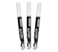 FLYMAX Marqueur Feutre Blanc 0,7 mm - Marqueur Permanent Blanc Peinture Acrylique, Indélébile, Pointe fine, Aquarelle, Séchage rapide (lot de 3)