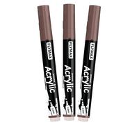 FLYMAX Marqueur Feutre Marron 2,5 mm - Marqueur Permanent Marron Peinture Acrylique, Indélébile, Medium, Aquarelle, Séchage rapide (lot de 3)