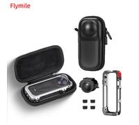 Flymile Cage à cadre en aluminium pour accessoires de caméra Insta360 X5 avec capuchon d'objectif en Silicone caméra panoramique protection Anti-chute Cage et sac