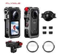 Flymile X6 Cage - Boîtier de protection métallique pour Insta360 X6, accessoires pour caméra, cage en alliage d'aluminium avec cache-objectif en silicone