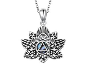 Flyow AA Cadeaux de sobriété Argent sterling 925 Alcoolique Anonyme Récupération Collier Croix / Fleur de Lotus Alcoolique Anonyme Bijoux Cadeaux pour Femmes Hommes, Argent sterling