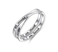 Flyow Bague inspirante en argent sterling S925 avec inscription « I am Enough » pour femmes et filles, meilleur cadeau d'anniversaire, de Noël, 52 (16.5), Argent sterling