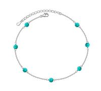Flyow Bracelet de cheville à plusieurs rangées en argent sterling avec charmes Œil du diable/Infini/Faux turquoise/Croix de la foi/Chakra du lotus pour femme, chaîne de pied de plage réglable, bijou