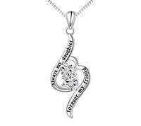 Flyow Collier Coeur Amis Soeurs en Argent Sterling 925 pour Femmes Gravé Always My Daughter, Forever My Friend, Zircon Etincelant Colliers 18 Pouces (Daughter)