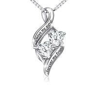 Flyow Collier Coeur Amis Soeurs en Argent Sterling 925 pour Femmes Gravé Always My Sister, Forever My Friend, Zircon Etincelant Colliers 18 Pouces (Sister)