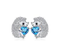 Flyow Parure de bijoux hérisson en argent sterling 925 avec collier et boucles d'oreilles pour femme et fille - Cadeau animal mignon, Argent sterling, Zircone cubique