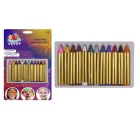 FLYPOP'S - Crayons de Maquillage - Maquillage Festif - 259211 - 12 Couleurs - Peau Sensible - Testé en Laboratoire - Fête - Carnaval - Anniversaire - Enfant - Déguisement - À Partir de 3 ans