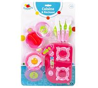 FLYPOP'S - Dinette Et Rechaud - Jeu d'Imitation - 010432LIN - Multicolore - Plastique - Cuisine - Aliment - Jouet Enfant - Cuisson - 17 cm x 11,5 cm - À Partir de 3 Ans
