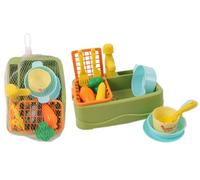 FLYPOP'S - Kit Vaisselle et Son Évier - Jeu d'Imitation - 033628 - Multicolore - Plastique - Cuisine - Jouet Enfant - Cadeau - Robinet - Fruits - Légumes - Dinette - À Partir de 3 Ans