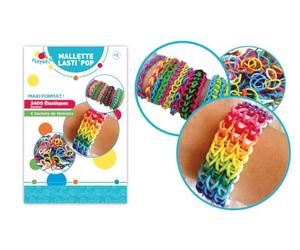 FLYPOP'S - Malette de 2400 Elastiques - Loisir Créatif - 038659 - Multicolore - Plastique - Bijoux - Jouet Enfant - Bracelet - DIY - À Partir de 5 ans